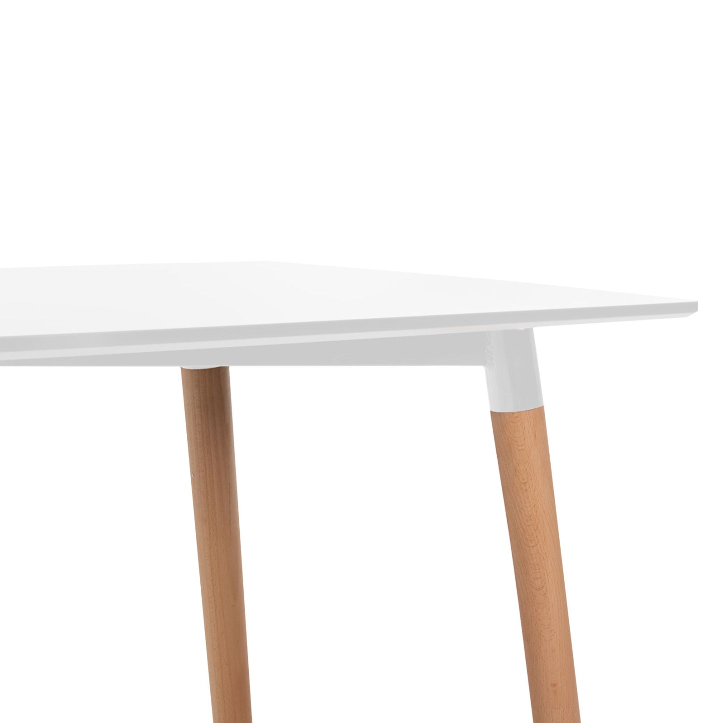 Dining Table Minimal Hm8581.01 White Mdf-beech Wood Legs In Natural Color 120Χ60x74hcm.