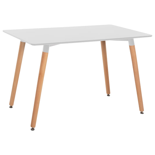 Dining Table Minimal Hm8581.01 White Mdf-beech Wood Legs In Natural Color 120Χ60x74hcm.