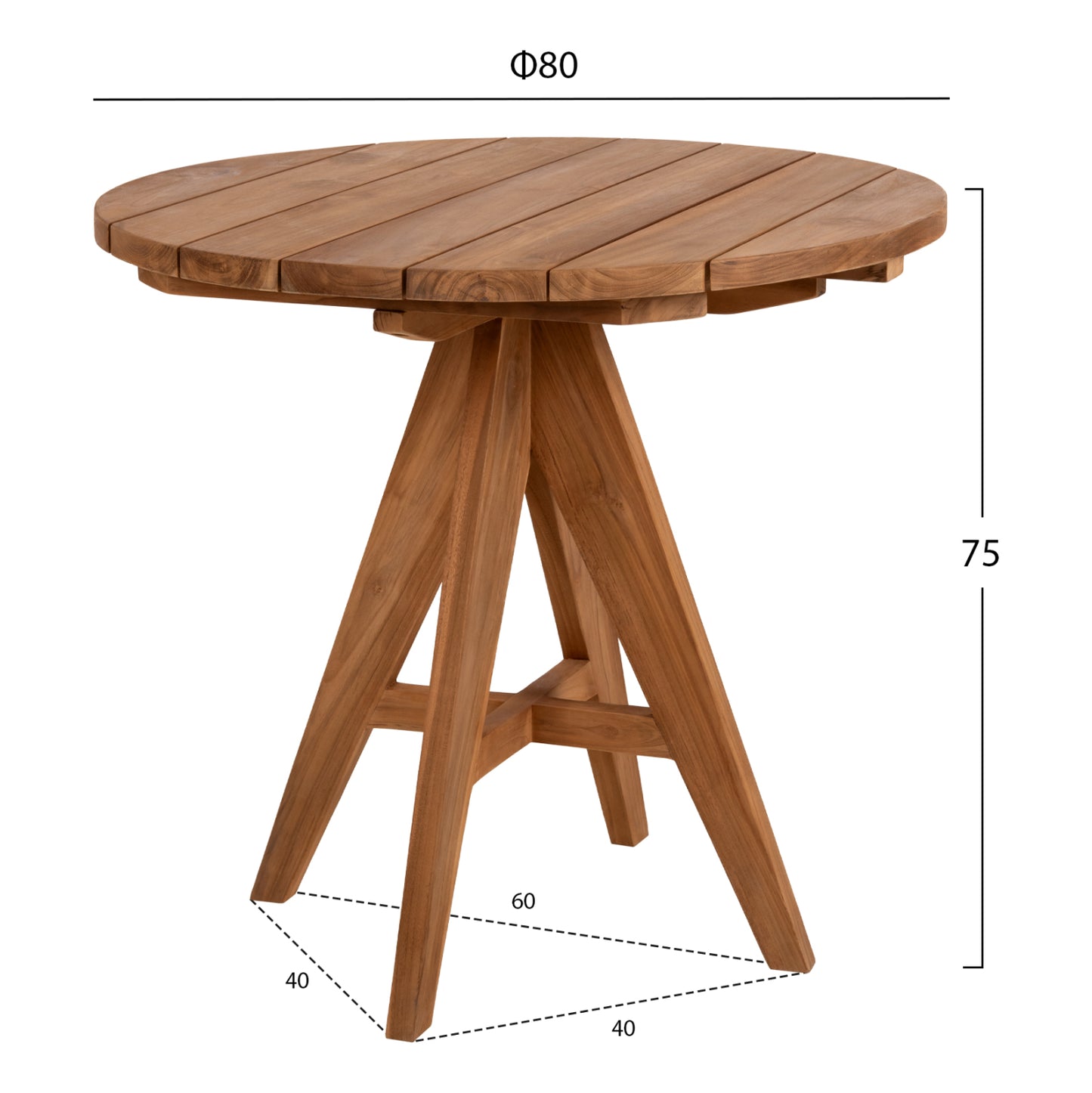 Outdoor Round Table Leo Hm9623 Teak Wood 80x80x75hcm.