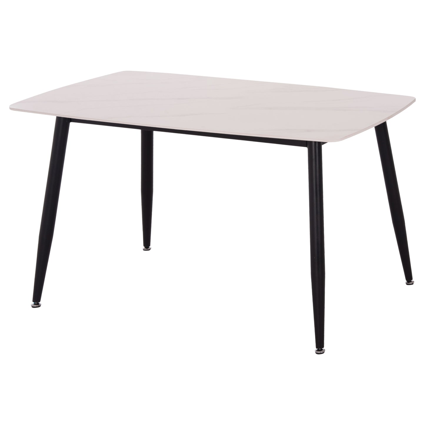 Dining Table Raven Hm9854.01 Ceramic Top In Matte White Marble-black Metal Legs 117,5x67,5x76hcm.
