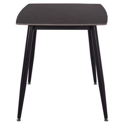 Dining Table Raven Hm9854.02 Ceramic Top In Black Marble-black Metal Legs 117,5x67,5x76hcm.