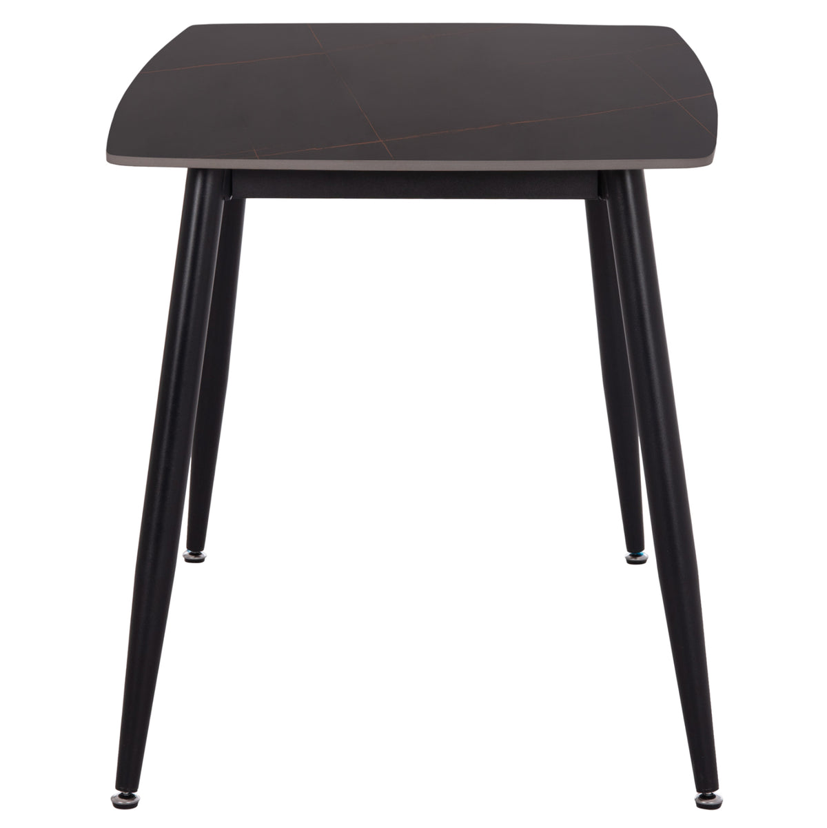 Dining Table Raven Ceramic Top In Black Marble-black Metal Legs 117,5x67,5xH76cm