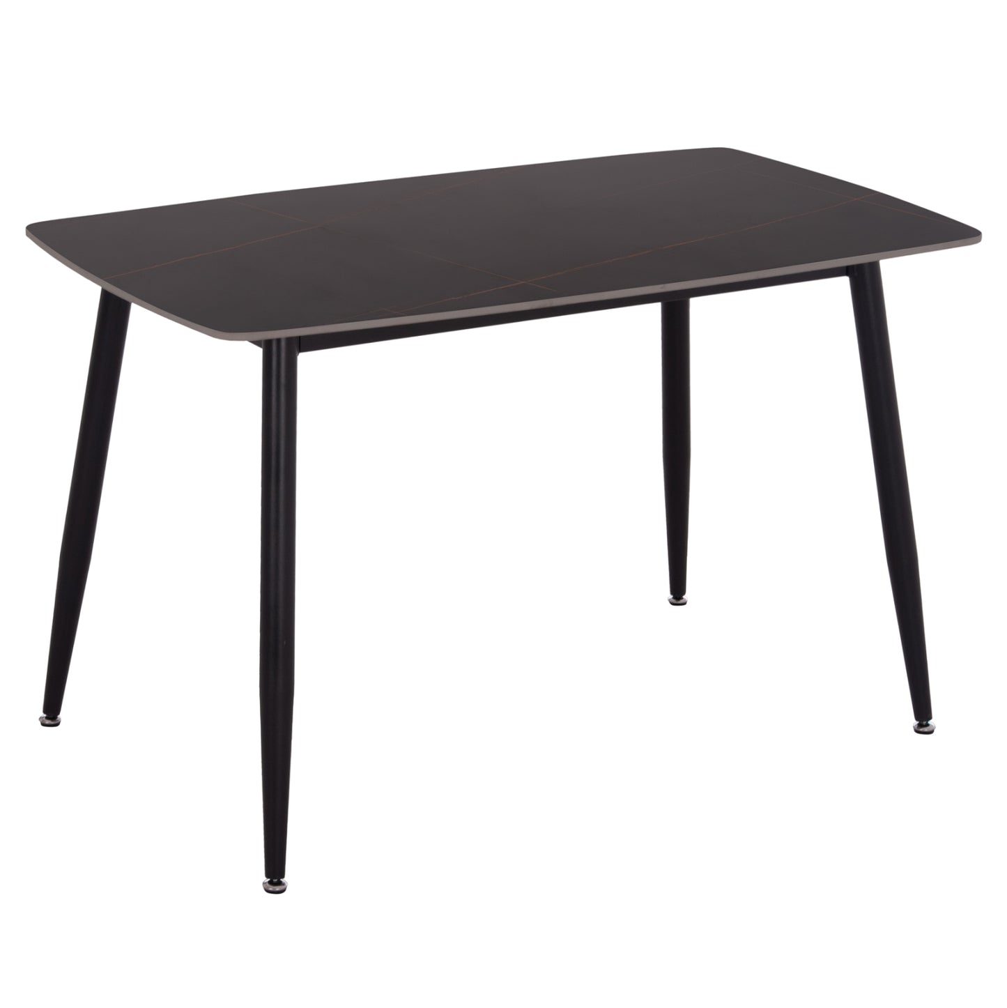 Dining Table Raven Hm9854.02 Ceramic Top In Black Marble-black Metal Legs 117,5x67,5x76hcm.