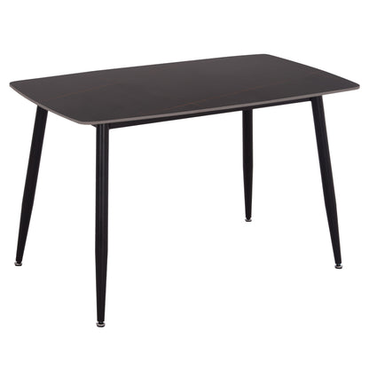 Dining Table Raven Hm9854.02 Ceramic Top In Black Marble-black Metal Legs 117,5x67,5x76hcm.