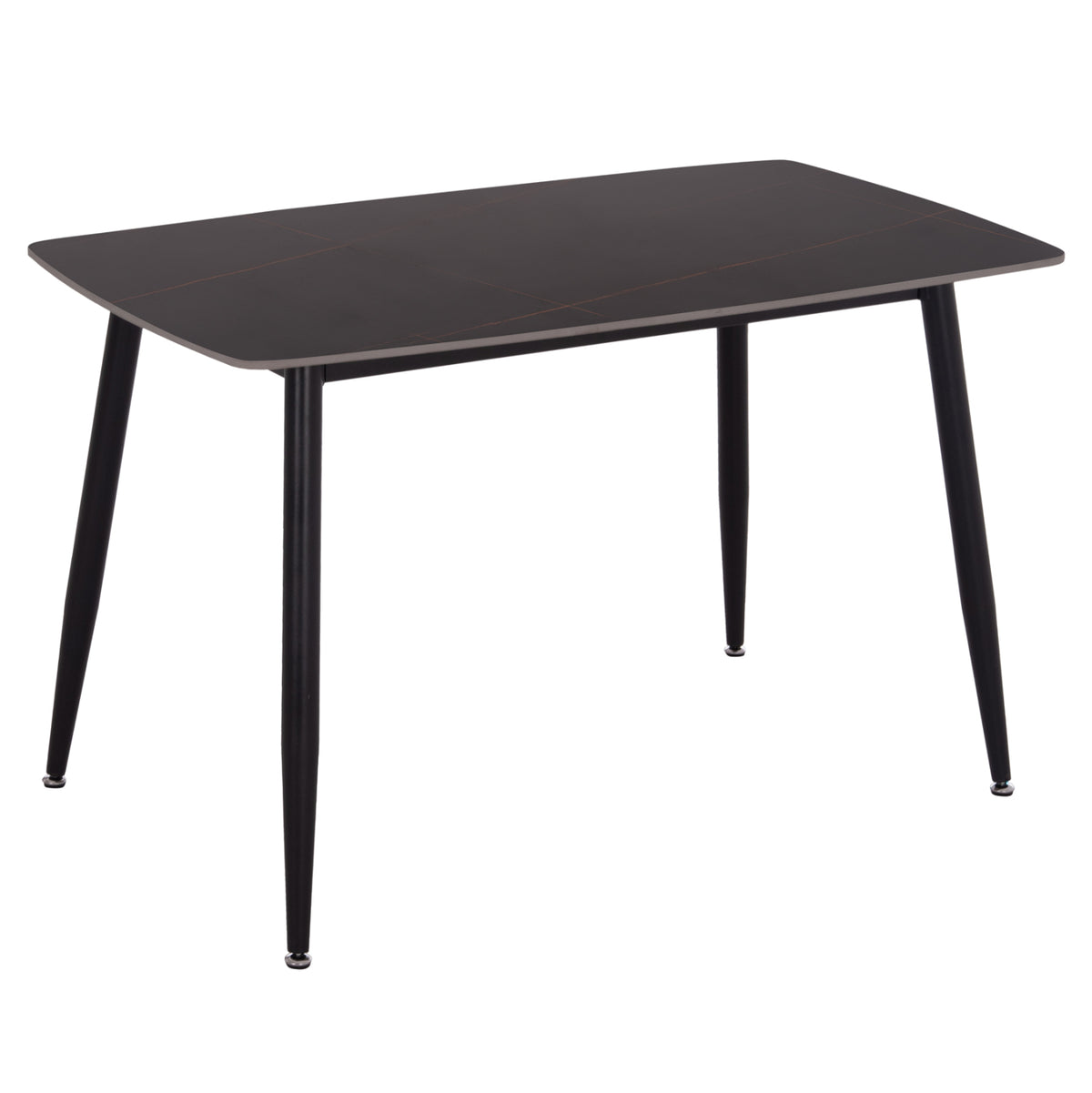 Dining Table Raven Ceramic Top In Black Marble-black Metal Legs 117,5x67,5xH76cm