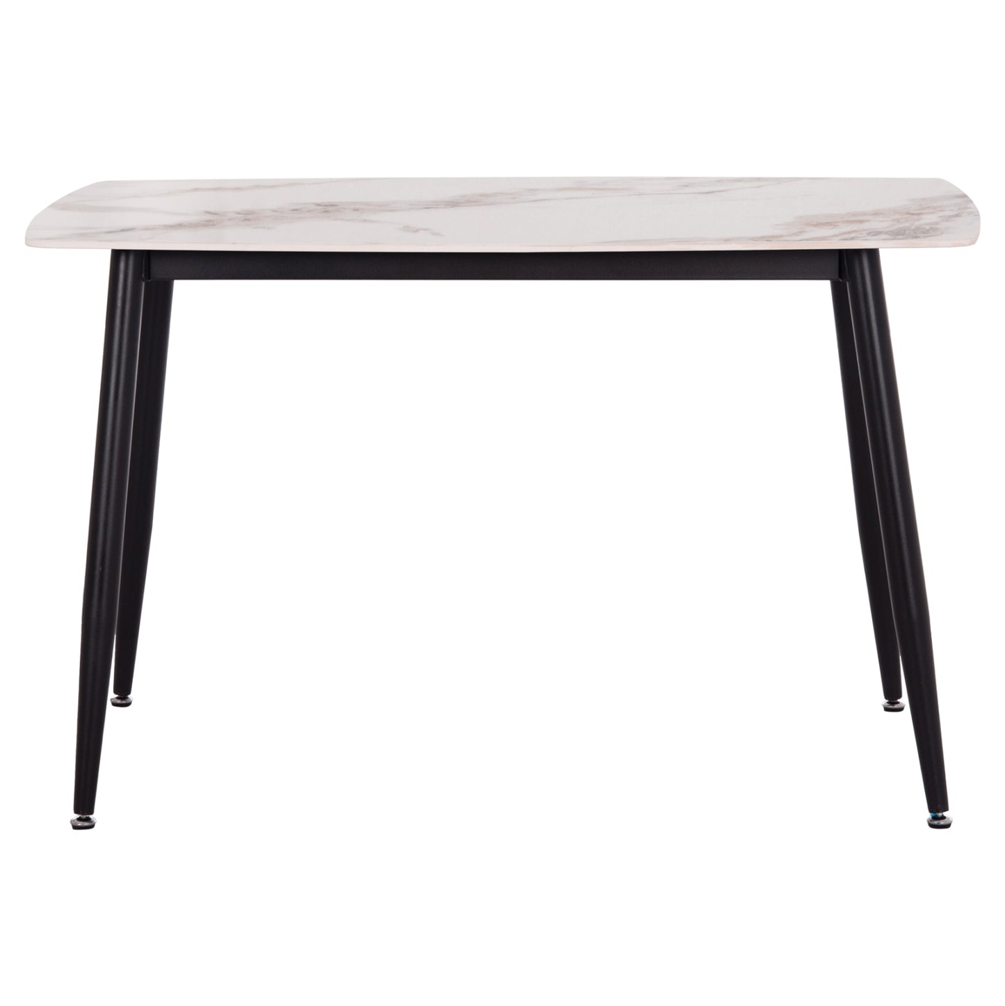Dining Table Raven Hm9854.04 Ceramic Top In Calacatta Marble Scheme-black Metal Legs 120x70x73hcm.
