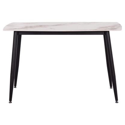 Dining Table Raven Hm9854.04 Ceramic Top In Calacatta Marble Scheme-black Metal Legs 120x70x73hcm.