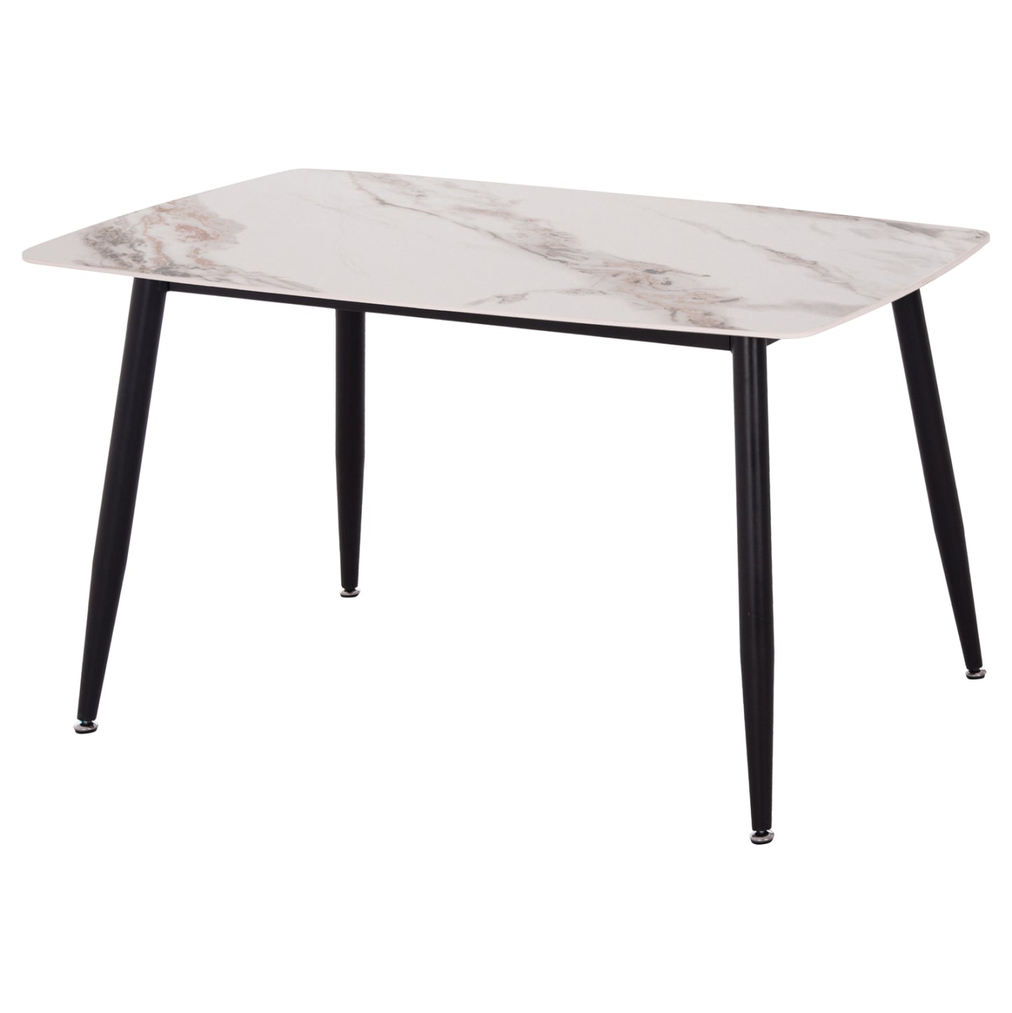 Dining Table Raven Hm9854.04 Ceramic Top In Calacatta Marble Scheme-black Metal Legs 120x70x73hcm.