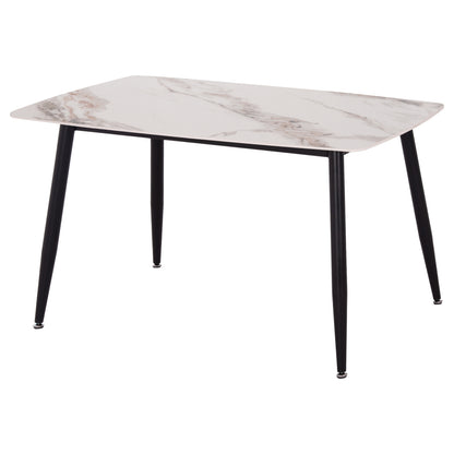 Dining Table Raven Hm9854.04 Ceramic Top In Calacatta Marble Scheme-black Metal Legs 120x70x73hcm.