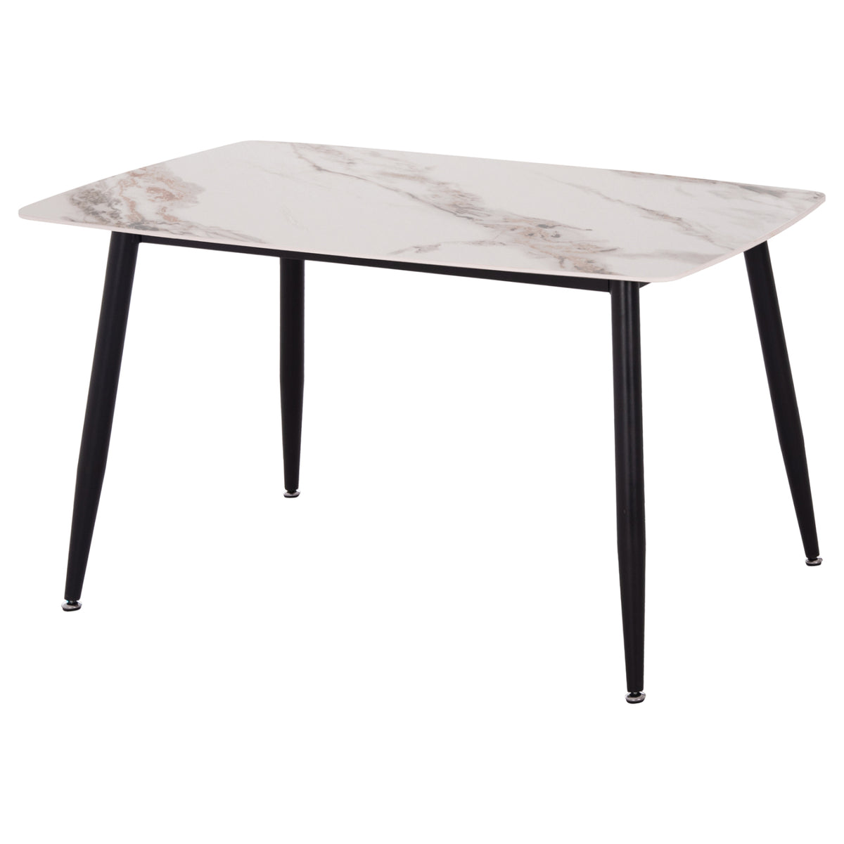 Dining Table Raven Hm9854.04 Ceramic Top In Calacatta Marble Scheme-black Metal Legs 120x70x73hcm.