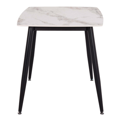 Dining Table Raven Hm9854.04 Ceramic Top In Calacatta Marble Scheme-black Metal Legs 120x70x73hcm.