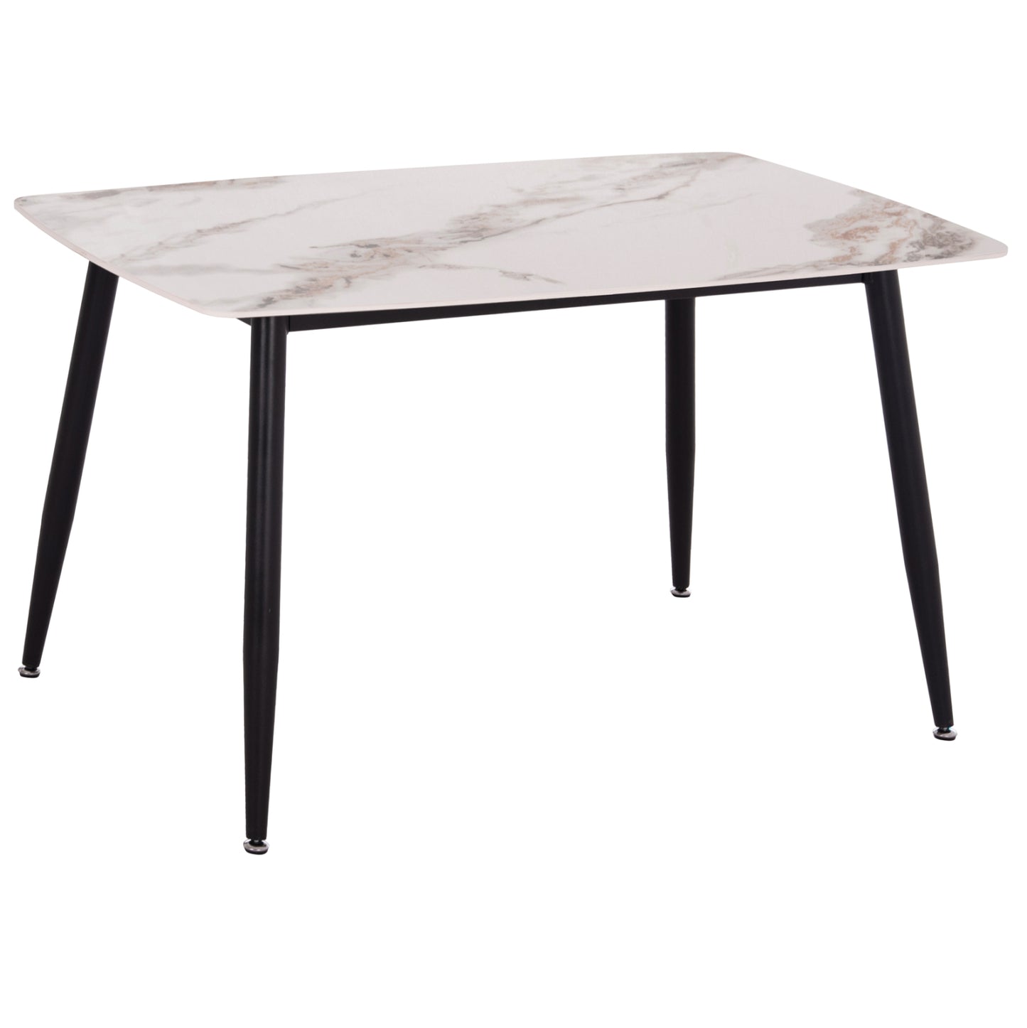 Dining Table Raven Hm9854.04 Ceramic Top In Calacatta Marble Scheme-black Metal Legs 120x70x73hcm.
