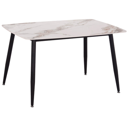 Dining Table Raven Hm9854.04 Ceramic Top In Calacatta Marble Scheme-black Metal Legs 120x70x73hcm.
