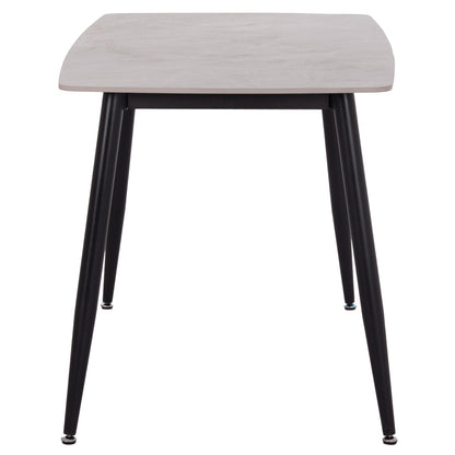 Dining Table Raven Hm9854.13 Ceramic Top In Grey Marble-black Metal Legs 120x70x73hcm.
