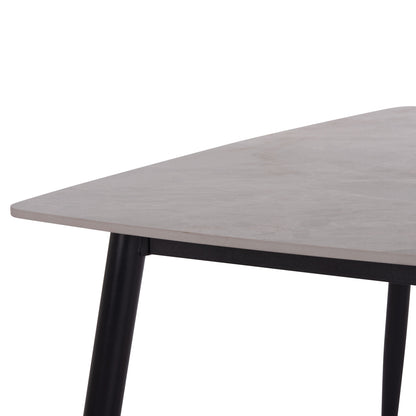 Dining Table Raven Hm9854.13 Ceramic Top In Grey Marble-black Metal Legs 120x70x73hcm.
