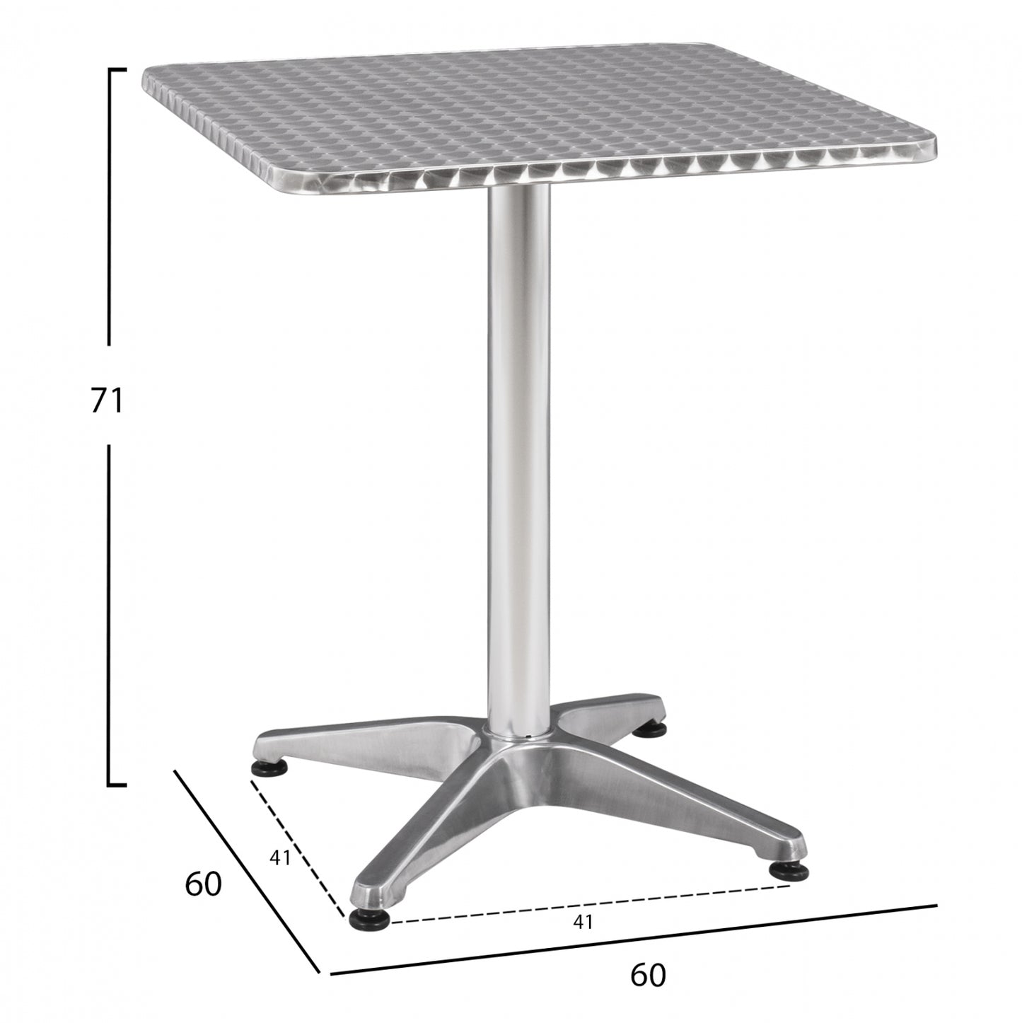 Rectangular Table Frodo Aluminum 60x60x72Η Cm  4legs Hm5016