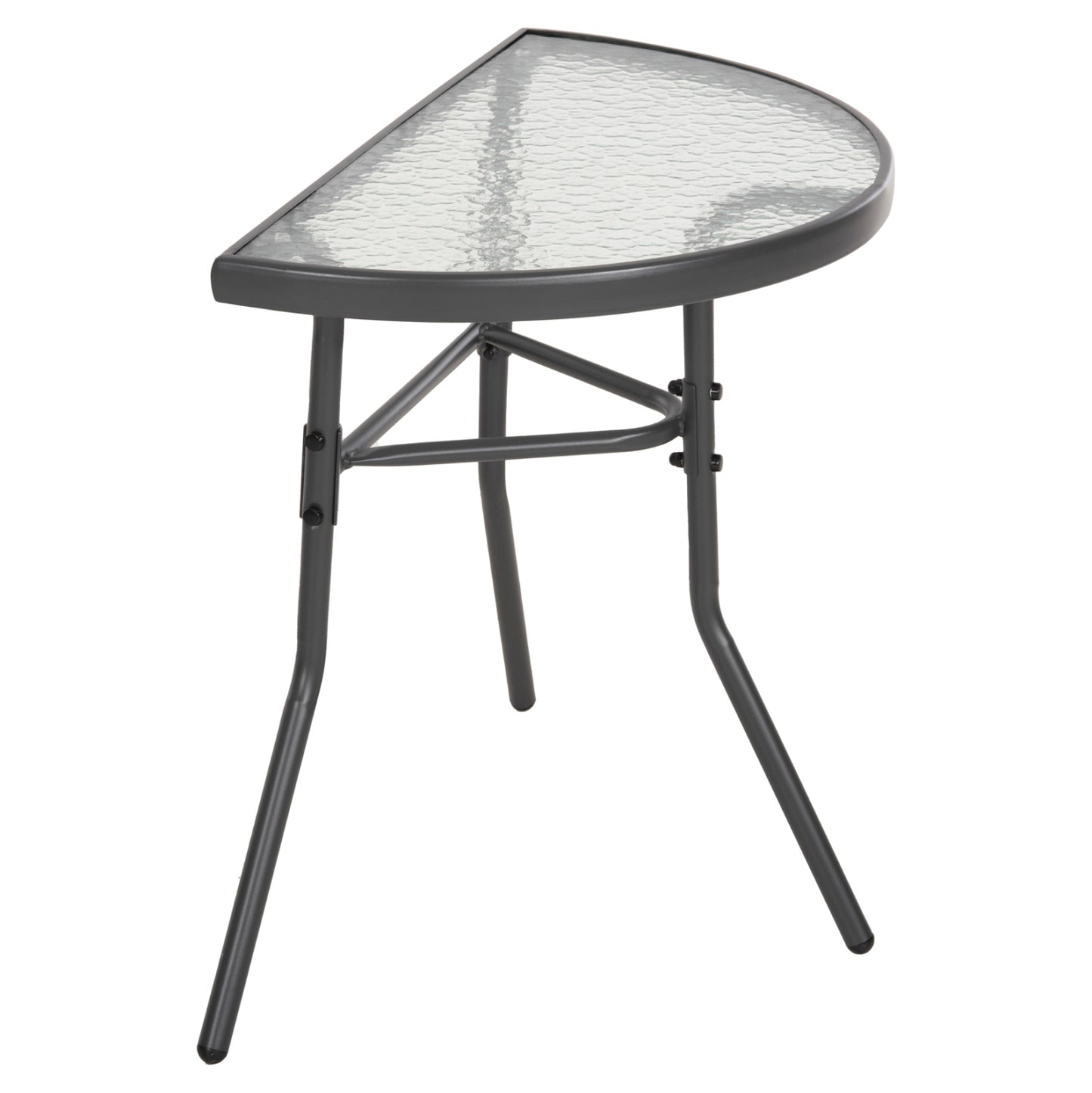 Semicircular Table Lima Hm5967.01 Metal In Grey With Glass Top 70x40x64,5hcm.