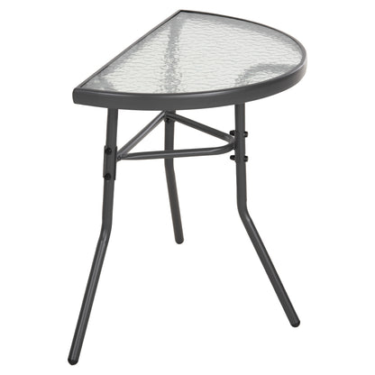 Semicircular Table Lima Hm5967.01 Metal In Grey With Glass Top 70x40x64,5hcm.