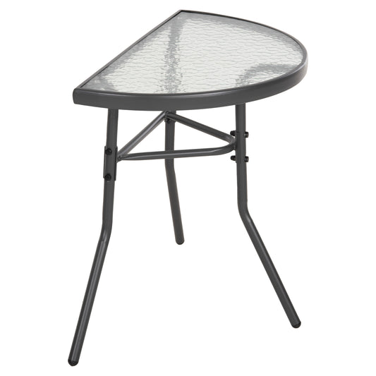 Semicircular Table Lima Hm5967.01 Metal In Grey With Glass Top 70x40x64,5hcm.