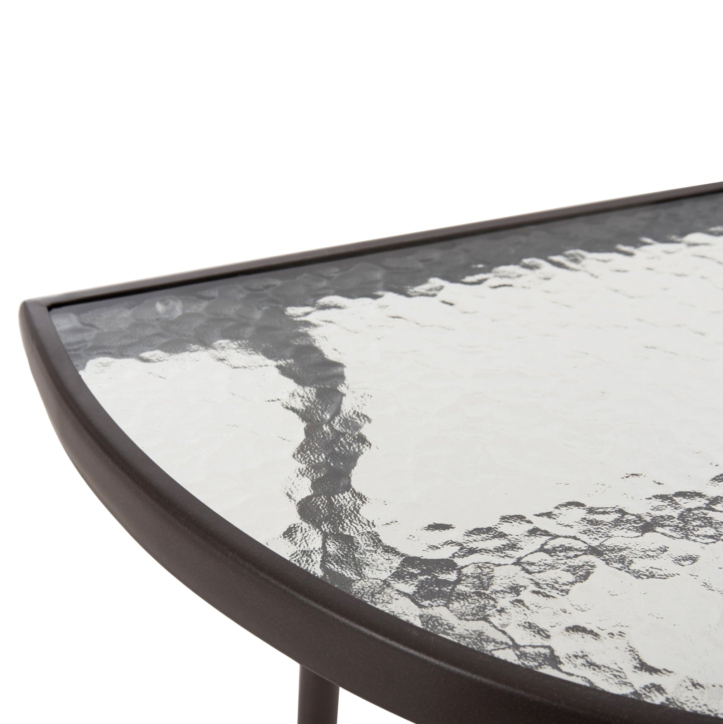 Semicircular Table Lima Hm5967.02 Metal In Brown With Glass Top 70x40x64,5hcm.