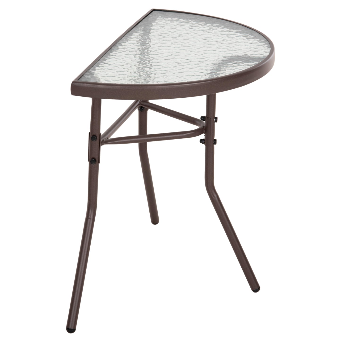 Semicircular Table Lima Hm5967.02 Metal In Brown With Glass Top 70x40x64,5hcm.