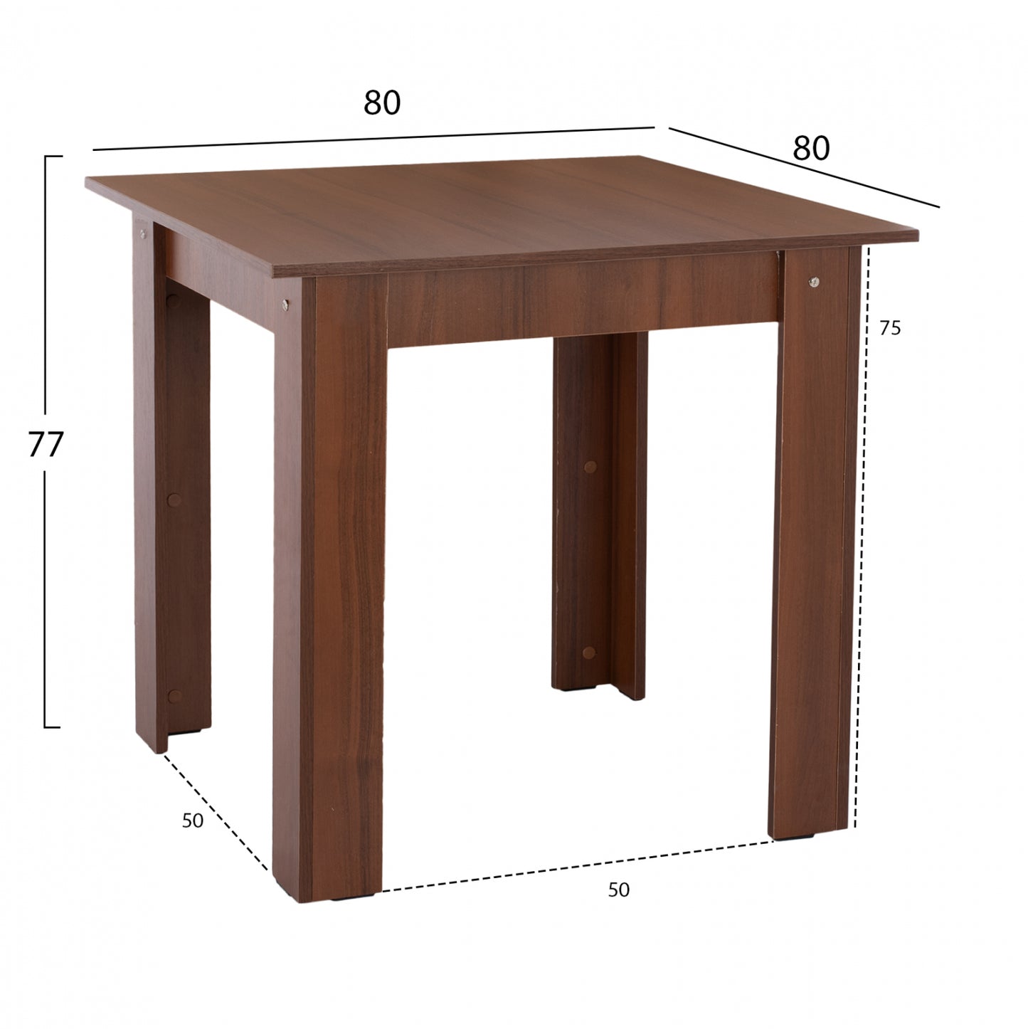 Kitchen Table Kelvin Hm2427.04, 80x80x77h, Walnut