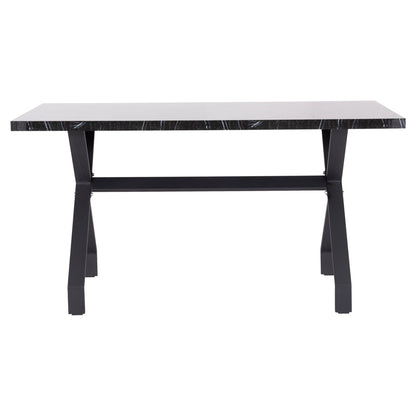 Kitchen Table Lana Hm18221.02 Melamine In Black Marble Look-black Metal Legs 140x70x72.5hcm.