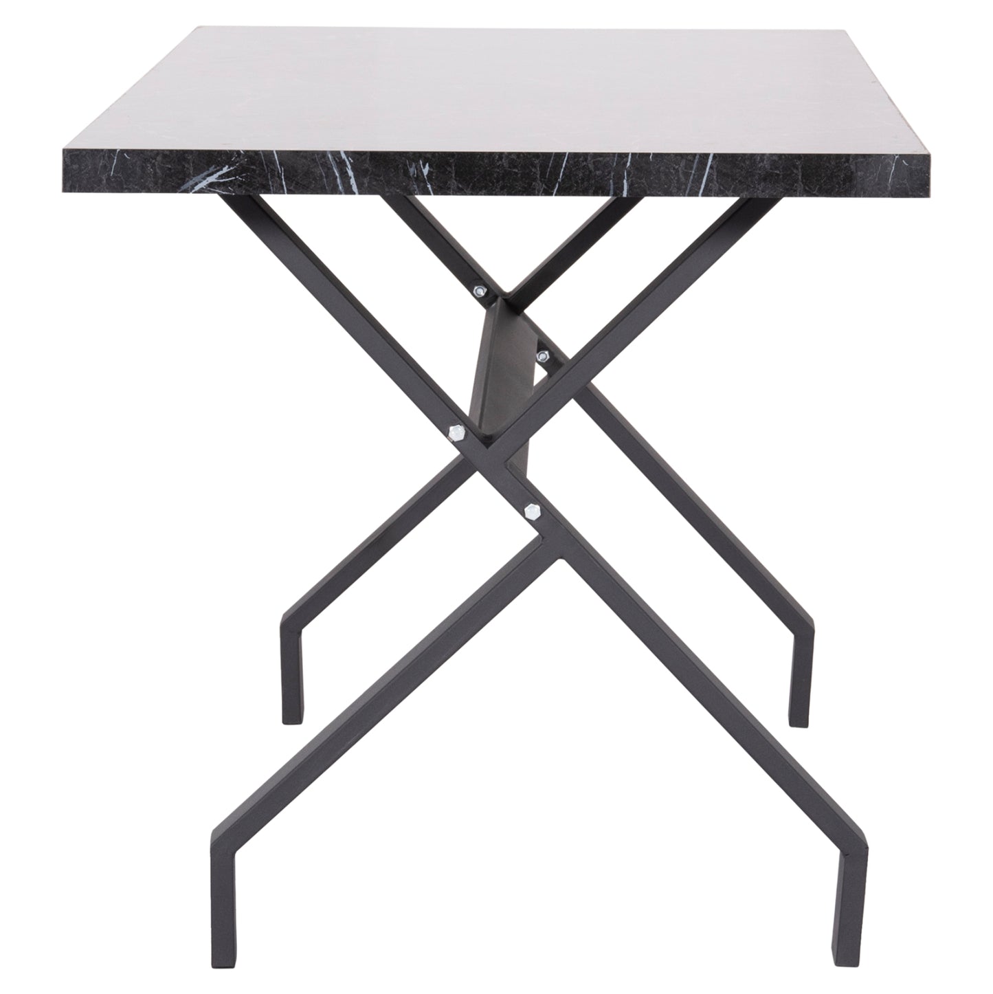 Kitchen Table Lana Hm18221.02 Melamine In Black Marble Look-black Metal Legs 140x70x72.5hcm.