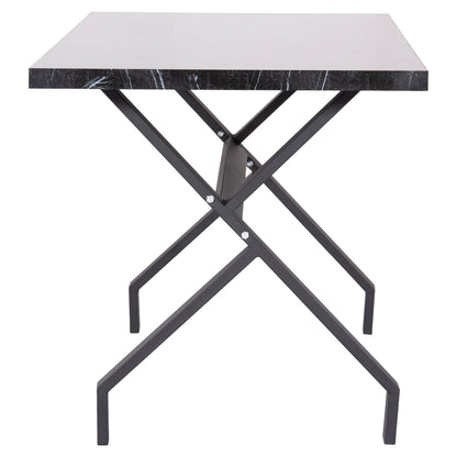 Kitchen Table Lana Hm18221.02 Melamine In Black Marble Look-black Metal Legs 140x70x72.5hcm.
