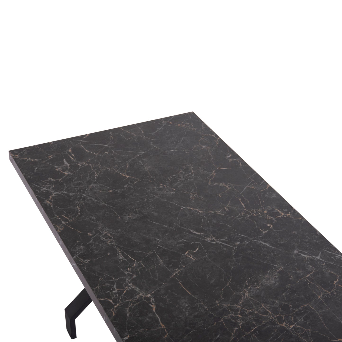 Kitchen Table Lana Hm18221.02 Melamine In Black Marble Look-black Metal Legs 140x70x72.5hcm.
