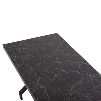 Kitchen Table Lana Hm18221.02 Melamine In Black Marble Look-black Metal Legs 140x70x72.5hcm.