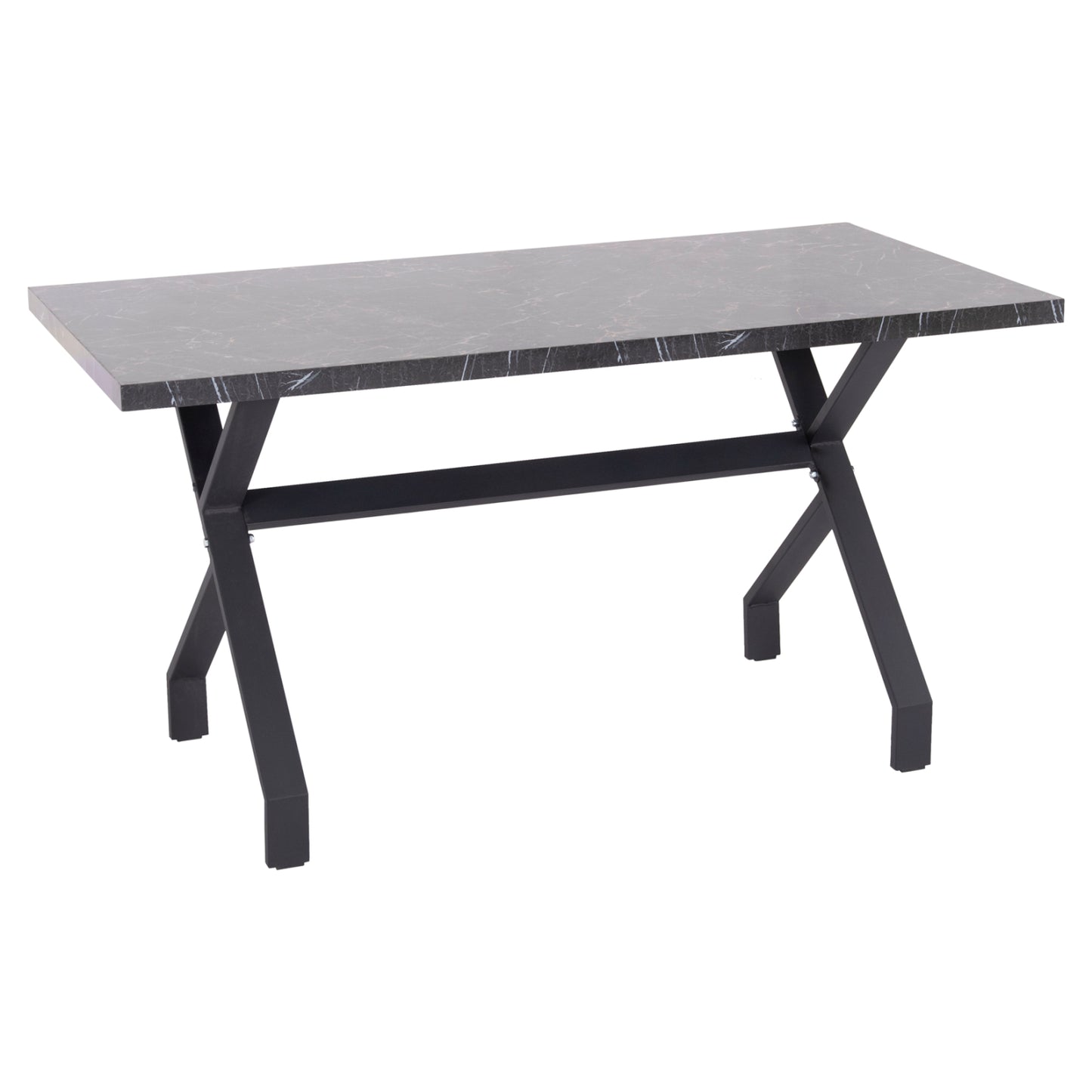 Kitchen Table Lana Hm18221.02 Melamine In Black Marble Look-black Metal Legs 140x70x72.5hcm.