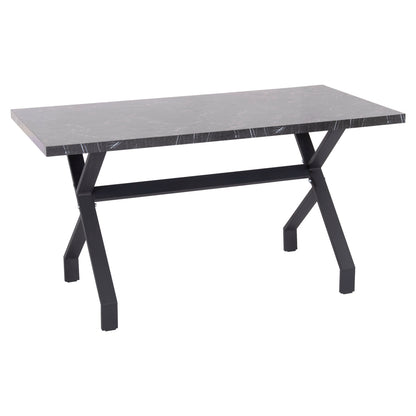 Kitchen Table Lana Hm18221.02 Melamine In Black Marble Look-black Metal Legs 140x70x72.5hcm.