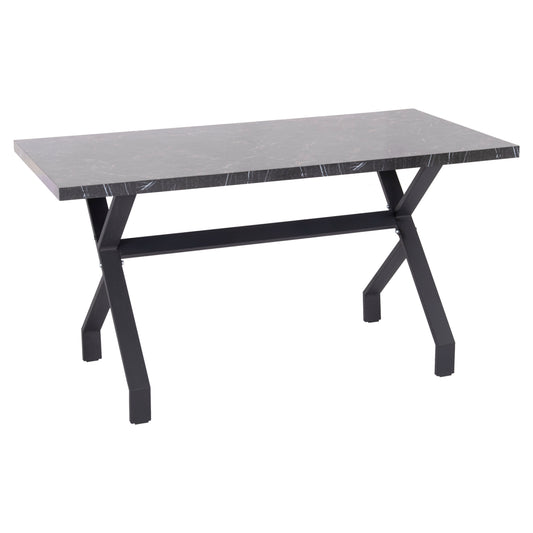 Kitchen Table Lana Hm18221.02 Melamine In Black Marble Look-black Metal Legs 140x70x72.5hcm.