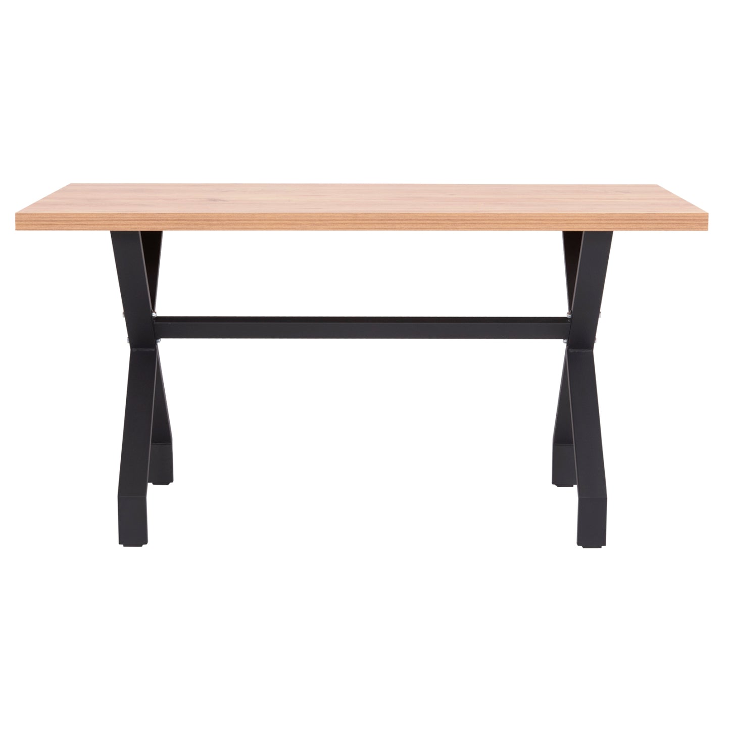 Kitchen Table Lana Hm18221.04 Melamine In Natural Wood Color-black Metal Legs 140x70x72.5hcm.