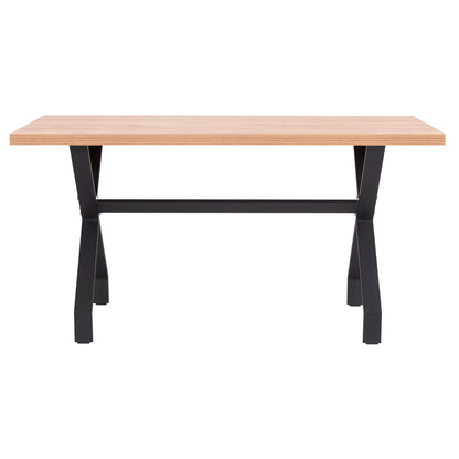Kitchen Table Lana Hm18221.04 Melamine In Natural Wood Color-black Metal Legs 140x70x72.5hcm.