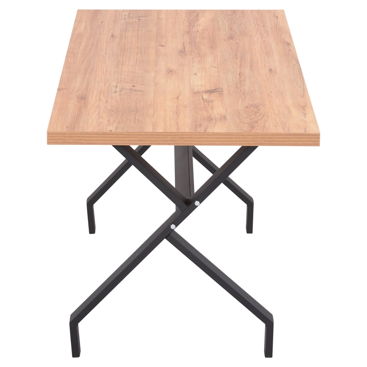 Kitchen Table Lana Hm18221.04 Melamine In Natural Wood Color-black Metal Legs 140x70x72.5hcm.