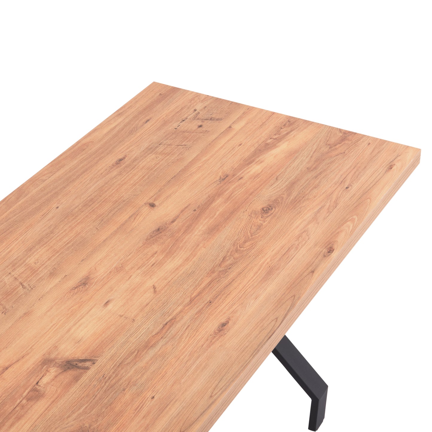 Kitchen Table Lana Hm18221.04 Melamine In Natural Wood Color-black Metal Legs 140x70x72.5hcm.
