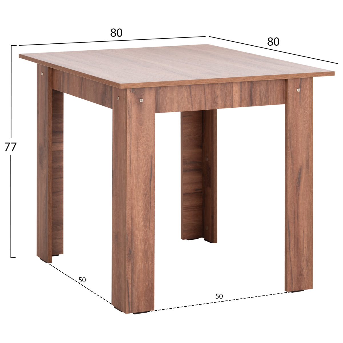 Dining Table Kelvin Hm2427.14 Melamine In Walnut 80x80x77hcm.