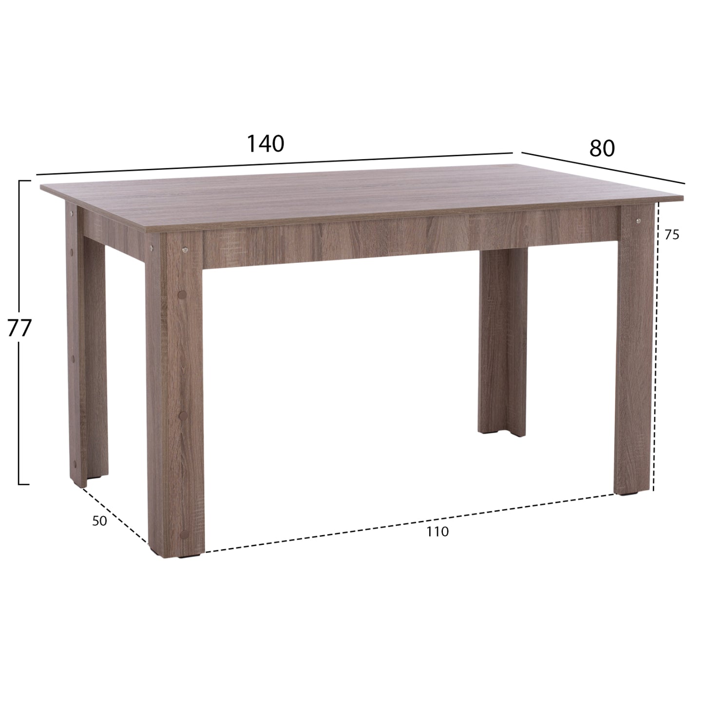 Kitchen Table Kelvin Hm2429.05, Ash Grey, 140x80x77