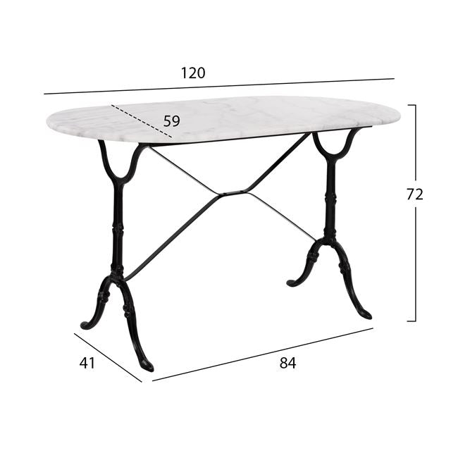 Table With Base From Cast Iron Hm440 With Marble Oval 120x59x72