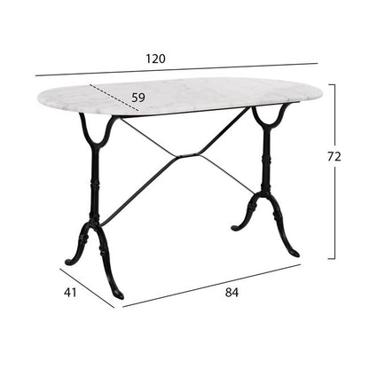 Table With Base From Cast Iron Hm440 With Marble Oval 120x59x72