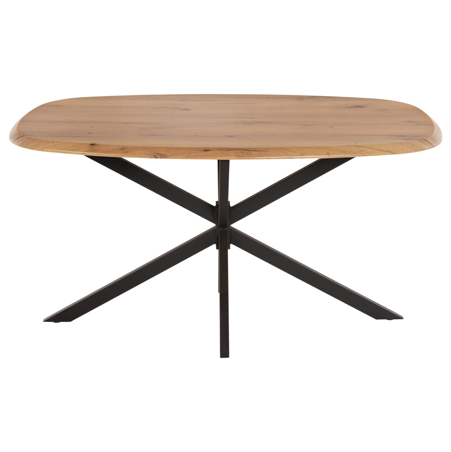 Dining Table Oval Rodden Hm11903.01 Werzalit Tabletop In Natural Wood Color-black Metal Base 146x94x75hcm.