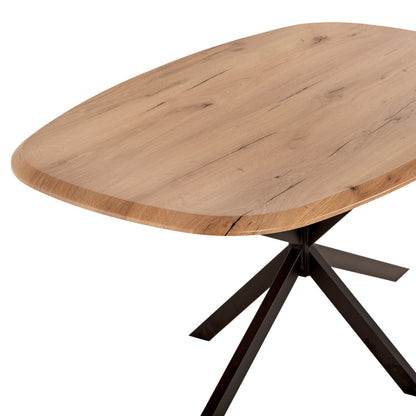 Dining Table Oval Rodden Hm11903.01 Werzalit Tabletop In Natural Wood Color-black Metal Base 146x94x75hcm.