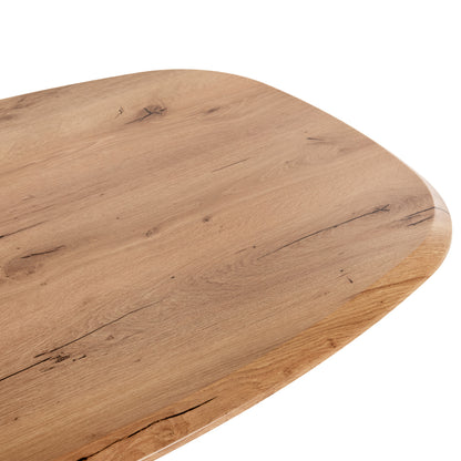 Dining Table Oval Rodden Hm11903.01 Werzalit Tabletop In Natural Wood Color-black Metal Base 146x94x75hcm.