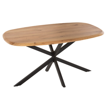 Dining Table Oval Rodden Hm11903.01 Werzalit Tabletop In Natural Wood Color-black Metal Base 146x94x75hcm.