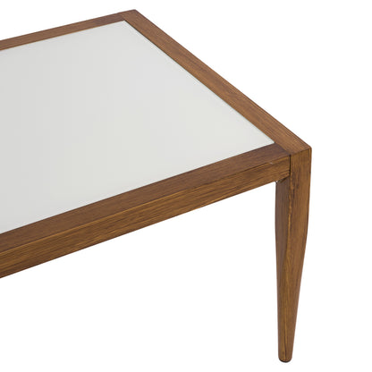 Aluminum Table Bamboo Look With Glass 100x58x46 Hm5551.01