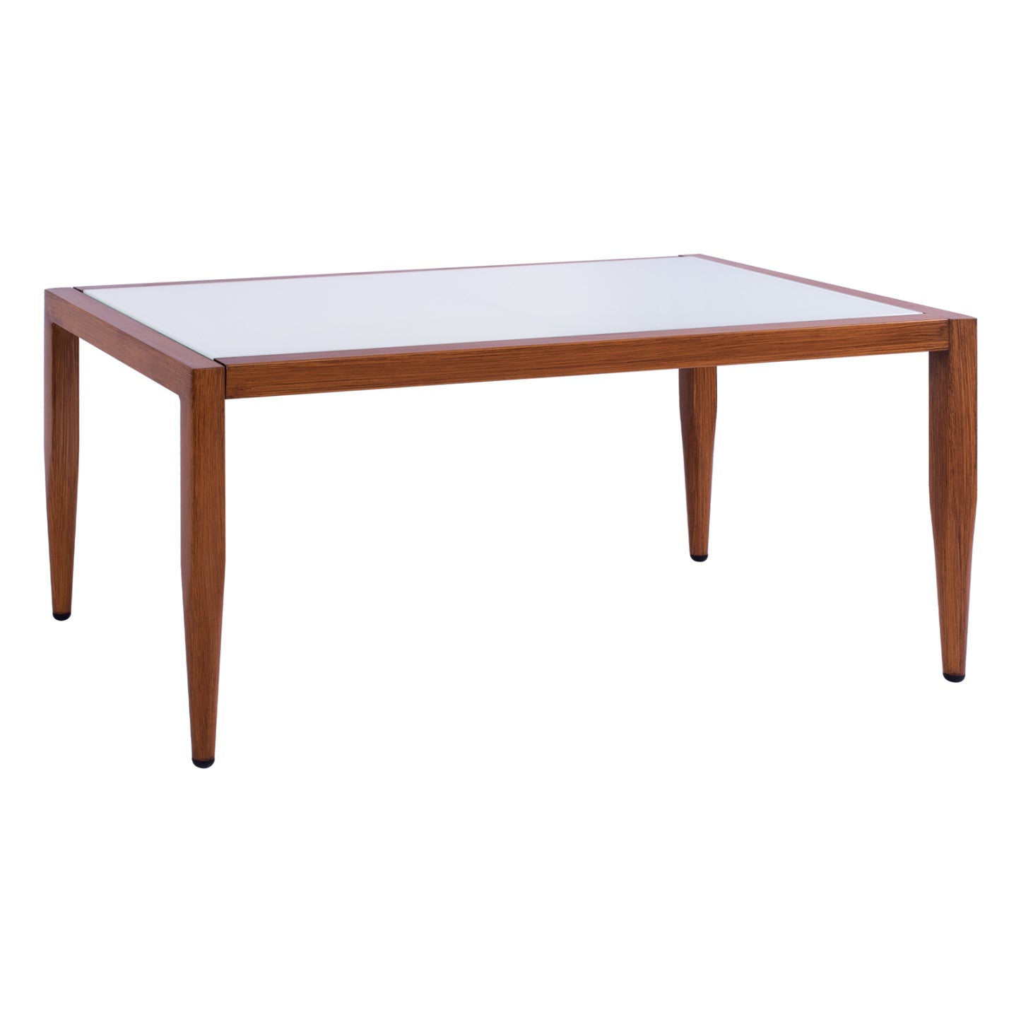 Aluminum Table Bamboo Look With Glass 100x58x46 Hm5551.01