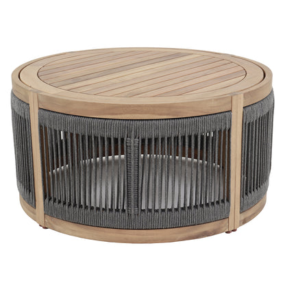 Outdoor Round Coffee Table Series Mormont Hm6262.02 Acacia Wood In Natural-grey Rope Φ60x40hcm.