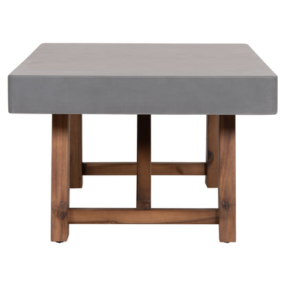 Outdoor Coffee Table Maeve Hm6595.01 Grey Fiber Cement Top--acacia Wood Legs 130x70x46hcm